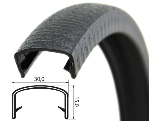 KS20-23S perfil de protección de cantos negro rango de sujeción 20-23 mm medidas 30x15 mm
