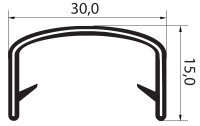 KS20-23S perfil de protección de cantos negro rango de sujeción 20-23 mm medidas 30x15 mm