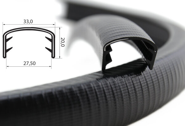 KS24-27S profil ochronny krawędzi czarny zakres zacisku 24-27 mm wymiary 33x20 mm
