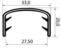 KS24-27S profil ochronny krawędzi czarny zakres zacisku 24-27 mm wymiary 33x20 mm