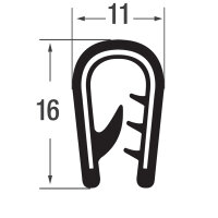 Profilé KS3-6S de protection de chant noir plage de serrage 3-6 mm dimensions 16x11 mm