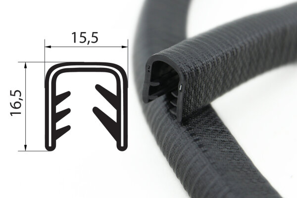 KS8-12S randbeschermingsprofiel zwart klembereik 8-12 mm / 16,5x15,5 mm
