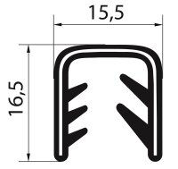 KS8-12S randbeschermingsprofiel zwart klembereik 8-12 mm / 16,5x15,5 mm
