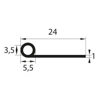 NP21 Notenprofiel EPDM massief rubber boordprofiel