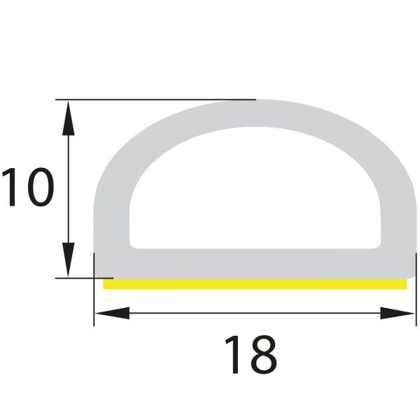 DP4 caoutchouc mousse EPDM profil D semi-rond 18x10 mm joint en caoutchouc autocollant