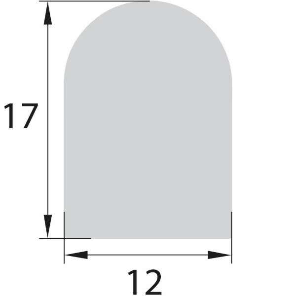DP6 EPDM Moosgummi Halbrundprofil D-Profil 12x17 mm Gummidichtung Türdichtung