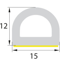 DP8 guma porowata EPDM półokrągły profil D 15x12...