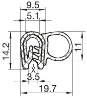 DS1 - PVC/ EPDM Kantenschutz Dichtungs Profil Gummi Dichtung seitlich - Klemmbereich 1 - 4 mm