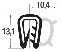 DS10 - profil de protection des bords EPDM avec joint caoutchouc latéral - plage de serrage 2 mm