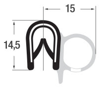 DS11 - perfil de protección de bordes PVC/EPDM junta de goma lateral - rango de sujeción 1-4 mm