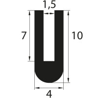 V1 EPDM glazing profile 10 x 4 mm clamping range 1.5 mm...