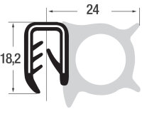 DS14 - perfil de protección de bordes PVC/EPDM junta de goma lateral - rango de sujeción 4-6 mm