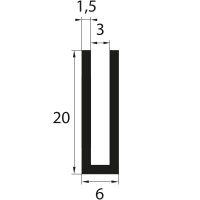 V13 EPDM glazing profile 20 x 6 mm clamping range 3 mm...