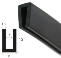 V2 EPDM glazing profile 10 x 6 mm clamping range 3 mm...