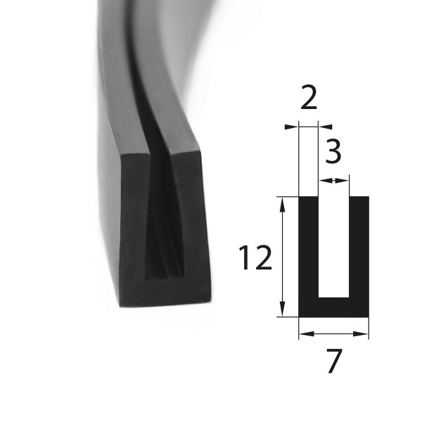 V20 retaining profile clamping range 3 mm edge protection EPDM rubber profile rubber seal