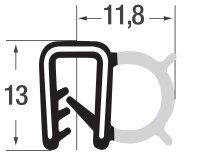 DS16 - NBR Kantenschutz Dichtungs Profil Gummi Dichtung seitlich - Klemmbereich 2 mm