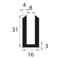 V38 glazing profile 8 mm glazing range edge protection...