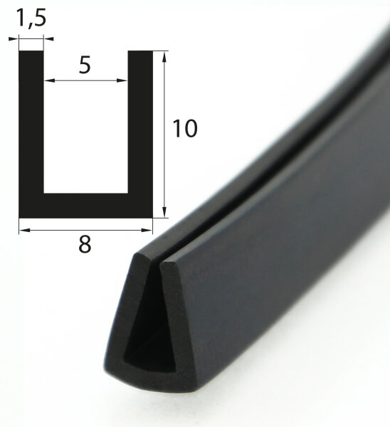 V4 Kantenschutz EPDM Gummiprofil Fassungsprofil Fassungsbereich 5 mm Gummidichtung Keder U-Profil