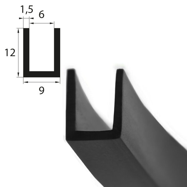 V40 Fassungsprofil Fassungsbereich 6 mm Kantenschutz EPDM Gummiprofil Gummidichtung