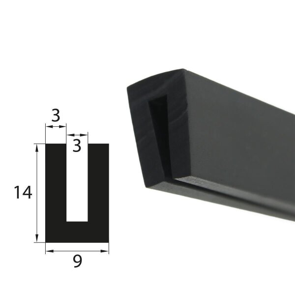 V46 Fassungsprofil Fassungsbereich 3 mm Kantenschutz EPDM Gummiprofil Gummidichtung