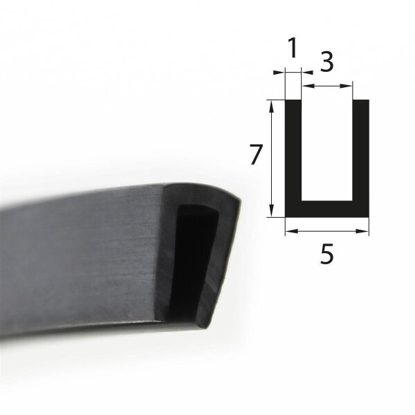 V47 Fassungsprofil Fassungsbereich 3 mm Kantenschutz EPDM Gummiprofil Gummidichtung