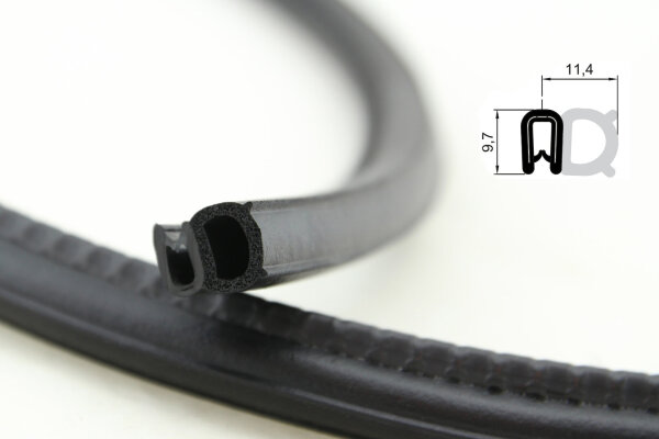 DS18 - PVC/ EPDM Kantenschutz Dichtungs Profil Gummi Dichtung seitlich - Klemmbereich 1 - 2 mm