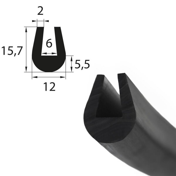 V52 perfil de encaje rango de alojamiento 6 mm protección de bordes caucho EPDM junta