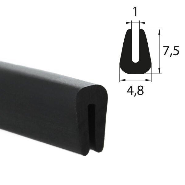 V57 retaining profile clamping range 1 mm edge protection EPDM rubber profile rubber seal