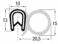 DS19 - PVC/EPDM edge protection sealing profile rubber side seal - clamping range 1 - 4 mm