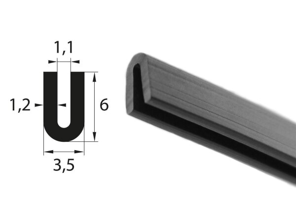 V59 perfil de encaje rango de alojamiento 1,1 mm protección de bordes caucho EPDM junta