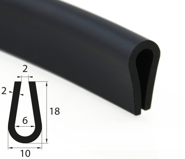 V6 Kantenschutz EPDM Gummiprofil Fassungsprofil Fassungsbereich 6 mm Gummidichtung Keder U-Profil