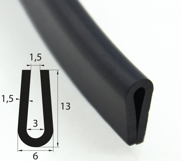 V7 ochrona krawędzi profil gumowy EPDM profil osłonowy zakres osadzenia 3 mm uszczelka profil U