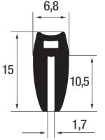 VDO1 Fassungsprofil mit Hohlkammer Klemmbereich 1,7 mm Kantenschutz EPDM Gummiprofil Gummidichtung