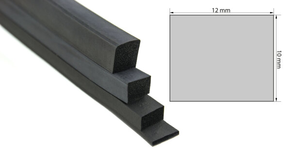 VKP10x12 (VE 50 Meter) Moosgummi EPDM - Vierkantprofil 10x12 mm Gummiprofil, Profilgummi