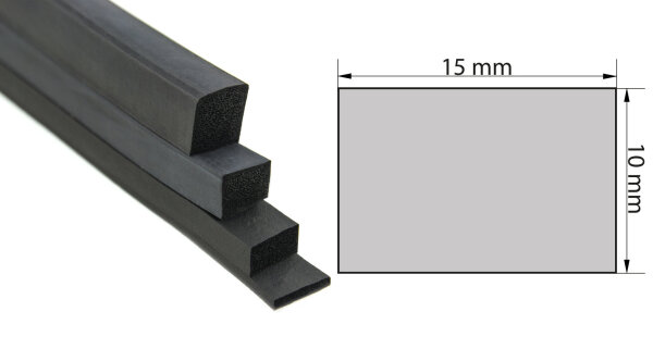 VKP10x15 caoutchouc mousse EPDM profil carré 10x15 mm profil en caoutchouc rectangle