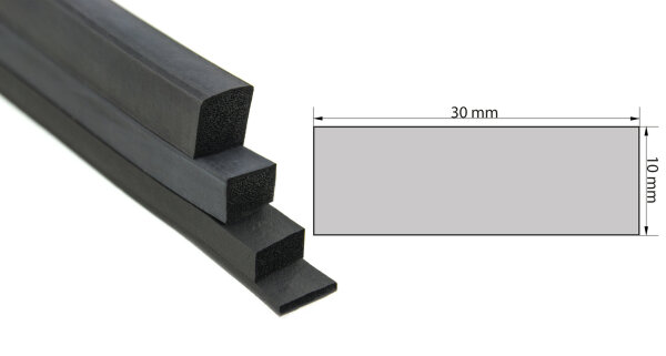 VKP10x30 EPDM sponge rubber square profile 10x30 mm rubber profile rectangle