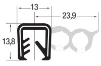 DS20 - Perfil de protección de bordes EPDM con junta de caucho lateral - rango de sujeción 5 - 6 mm