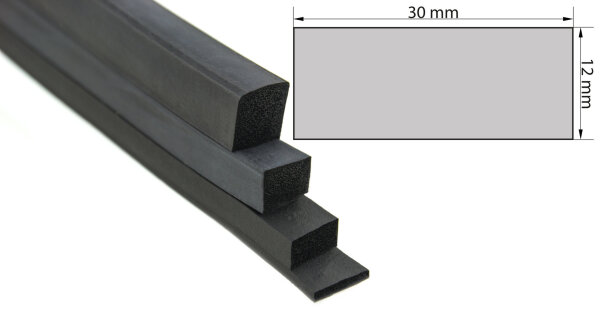 VKP12x30 (25-metre pack) EPDM sponge rubber - rectangular profile 12x30 mm rubber profile