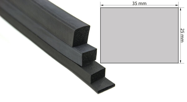 VKP25x35 (25-metre pack) EPDM sponge rubber - rectangular profile 25x35 mm rubber profile