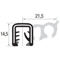DS24 - EPDM profil ochronny krawędzi z uszczelką gumową boczna - zakres zacisku 5 - 6 mm