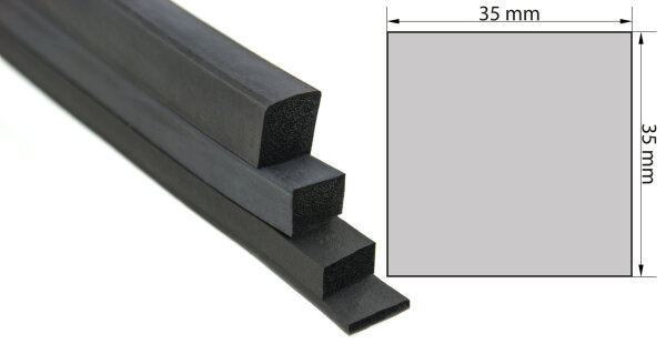 VKP35x35 (confezione da 15 metri) gomma espansa EPDM - profilo quadrato 35x35 mm profilo in gomma
