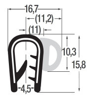 DS27 - PVC/EPDM edge protection sealing profile rubber side seal - clamping range 4 - 6 mm