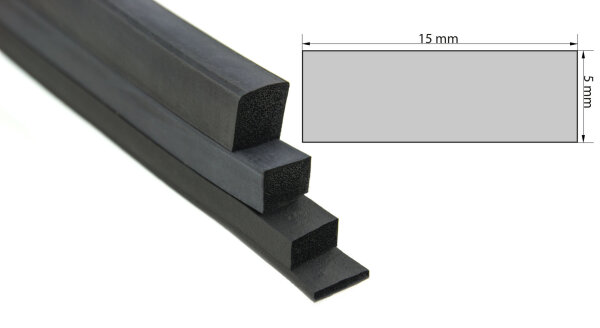 VKP5x15 guma porowata EPDM - profil kwadratowy 5x15 mm profil gumowy, guma profilowa