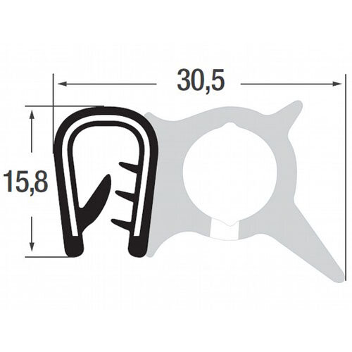 DS28 - PVC/EPDM edge protection sealing profile rubber side seal - clamping range 2 - 4 mm
