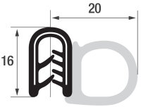 DS29 - Perfil de protección de bordes PVC/EPDM con junta de caucho lateral - rango de sujeción 1 - 4 mm