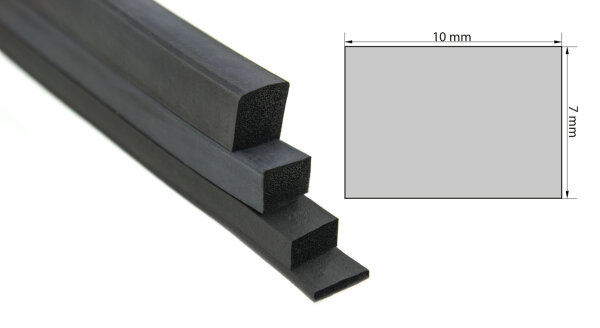 VKP7x10 - Profilo quadrato 7x10 mm in gomma espansa EPDM