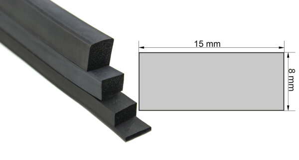 VKP8x15 guma porowata EPDM - profil kwadratowy 8x15 mm profil gumowy, guma profilowa