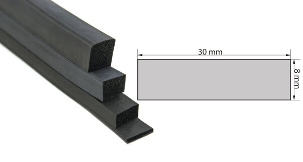 VKP8x30 caoutchouc mousse EPDM - profil rectangulaire 8x30 mm profilé en caoutchouc
