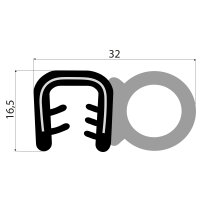 DS33 - PVC/ EPDM Kantenschutz Dichtungs Profil Gummi...