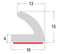 SMI WKP1 EPDM Sponge Rubber L-Profile 16x15 mm Self-Adhesive